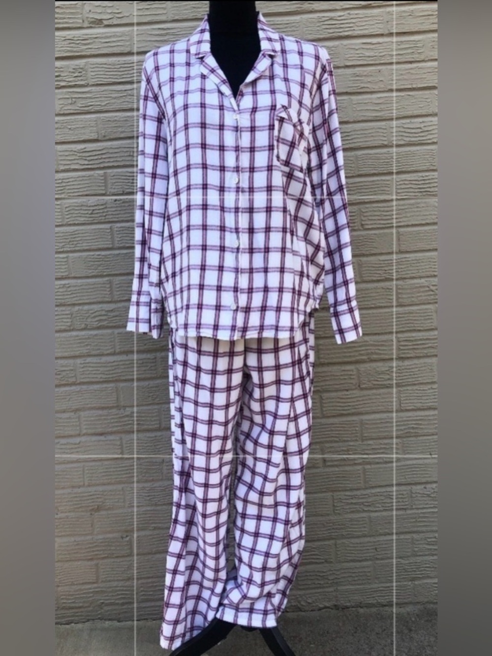 Victoria’s Secret Long Sleeve Pink Plaid Button Up Drawstring Pajama Set Size L - Picture 10 of 10